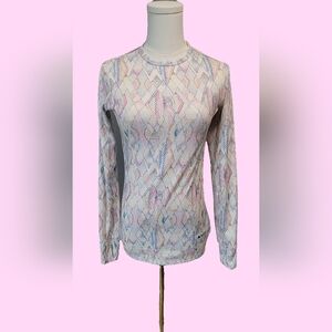 2 poles for 22 Burton Gray and White Fitted Long Sleeve Polo Blouse